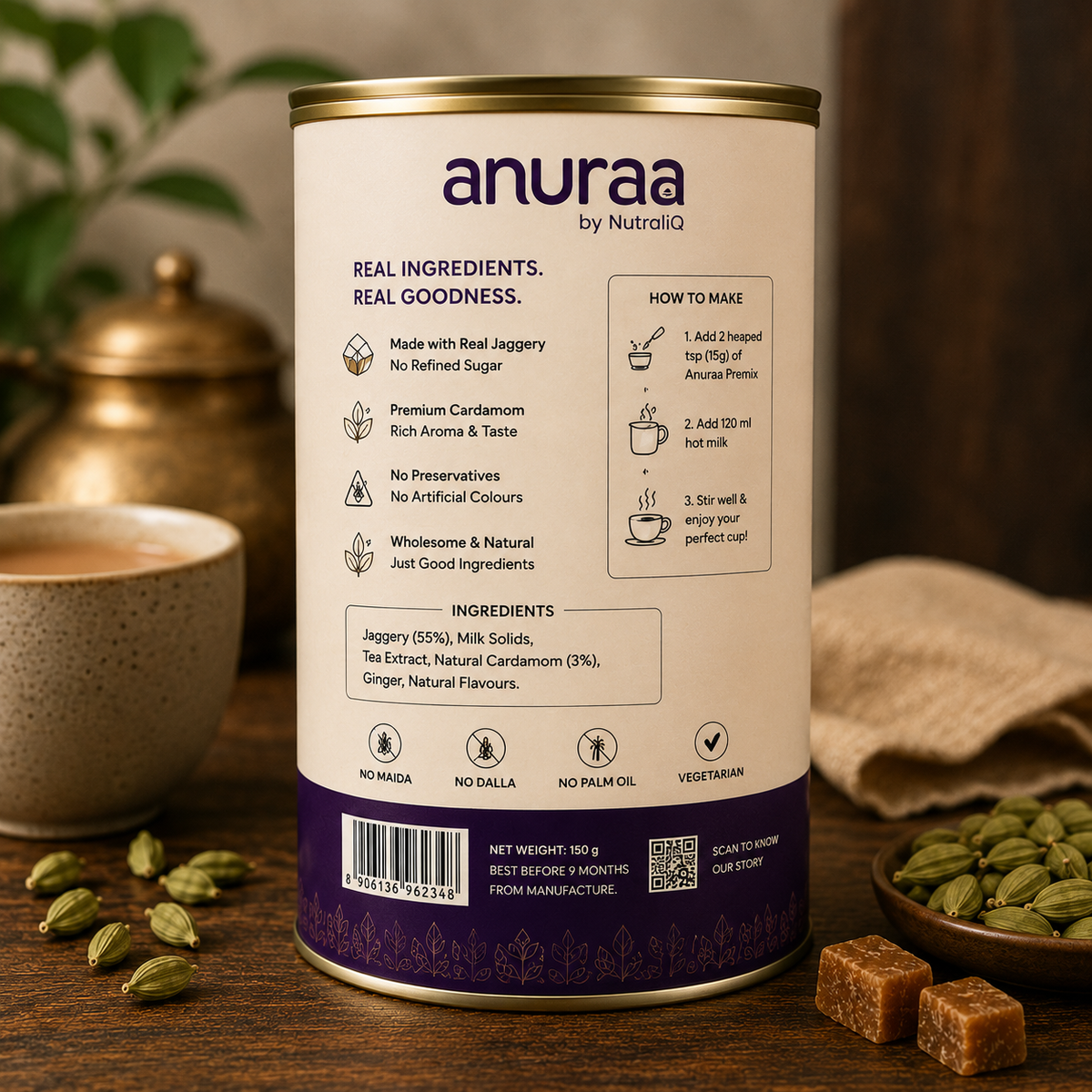 Jaggery Tea Premix — Premium Cardamom